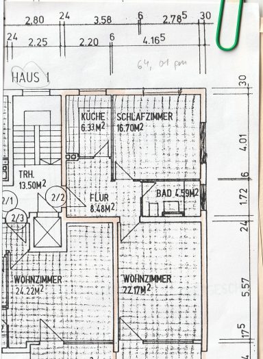 Grundriss FO 1, orangefarbene Umrandung